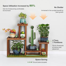 COOGOU pine wood plant stand outdoors suitable for balcony or patio display