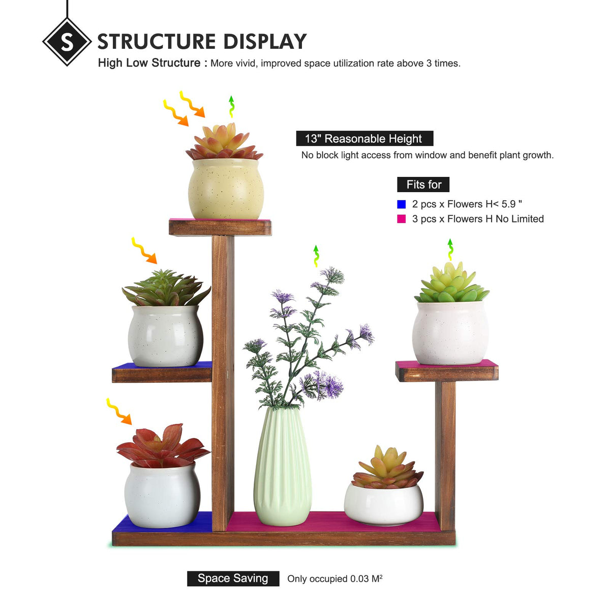 COOGOU wood desktop plant stand assembled easily with included tools.