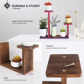 COOGOU wood desktop plant stand closeup finish reveals smooth texture.