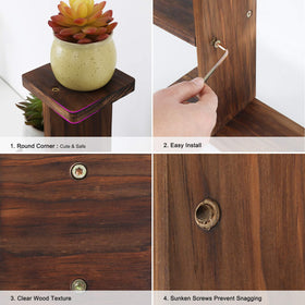 COOGOU wood desktop plant stand in living room enhances decor.