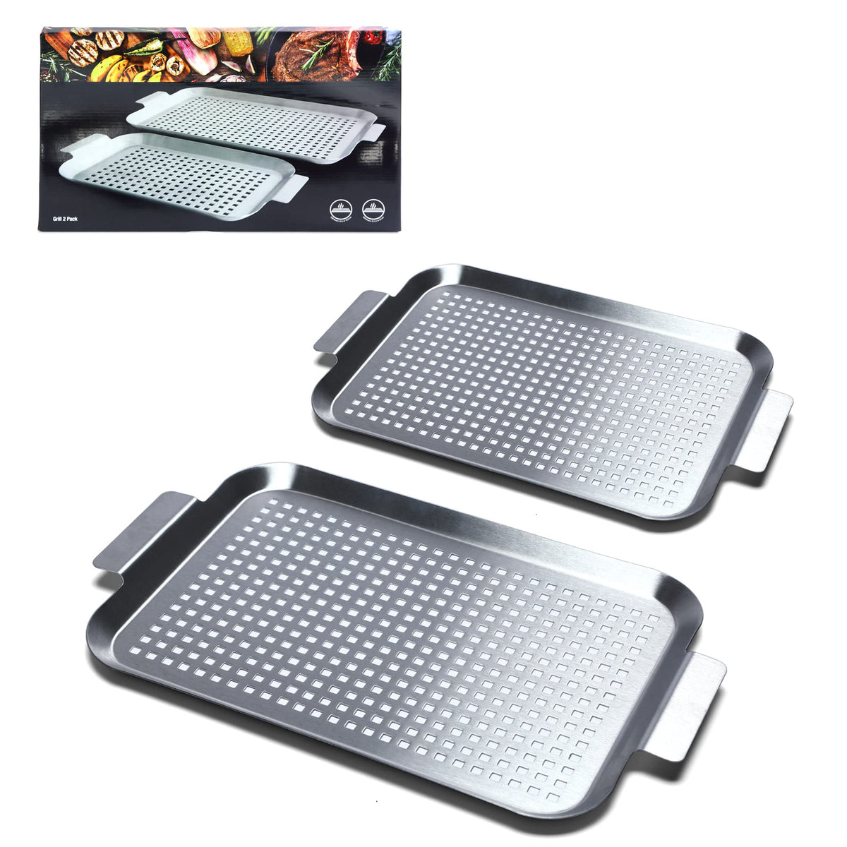 Cook Time grill pan set with two pans for versatile cooking indoors or outdoors