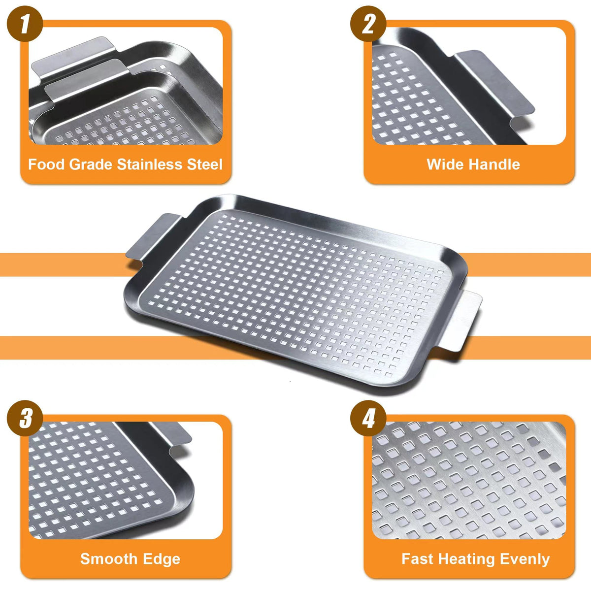Cook Time perforated grill pan bottom holes enhance heat and smoke circulation