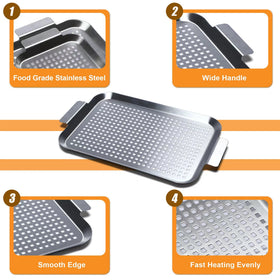Cook Time perforated grill pan bottom holes enhance heat and smoke circulation