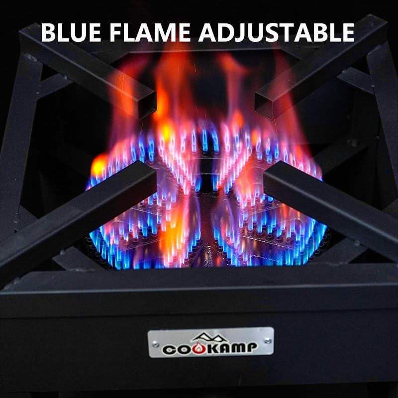 COOKAMP SS1750 blue flame output highlights efficient outdoor cooking performance