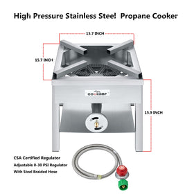 COOKAMP SS1750 high-pressure regulator hose for steady propane flow outdoors