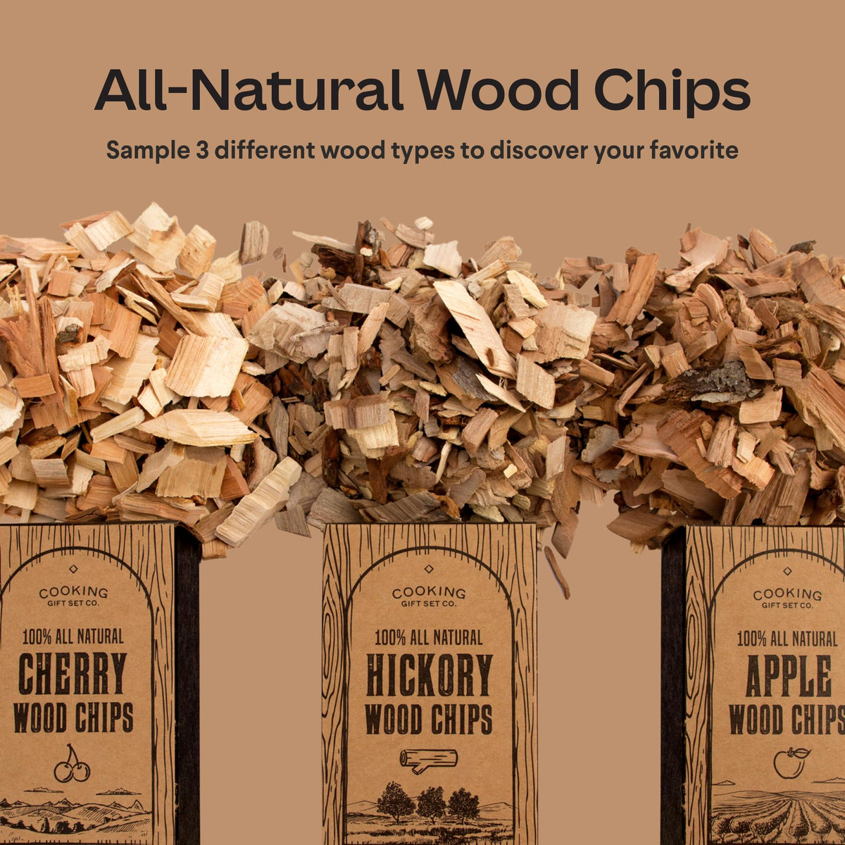 Cooking Gift Set apple wood chips for sweeter smoke aromas.