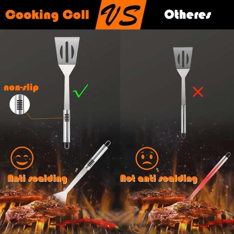 Cooking Coll 21-piece BBQ spatula with sturdy stainless steel blade and comfortable grip