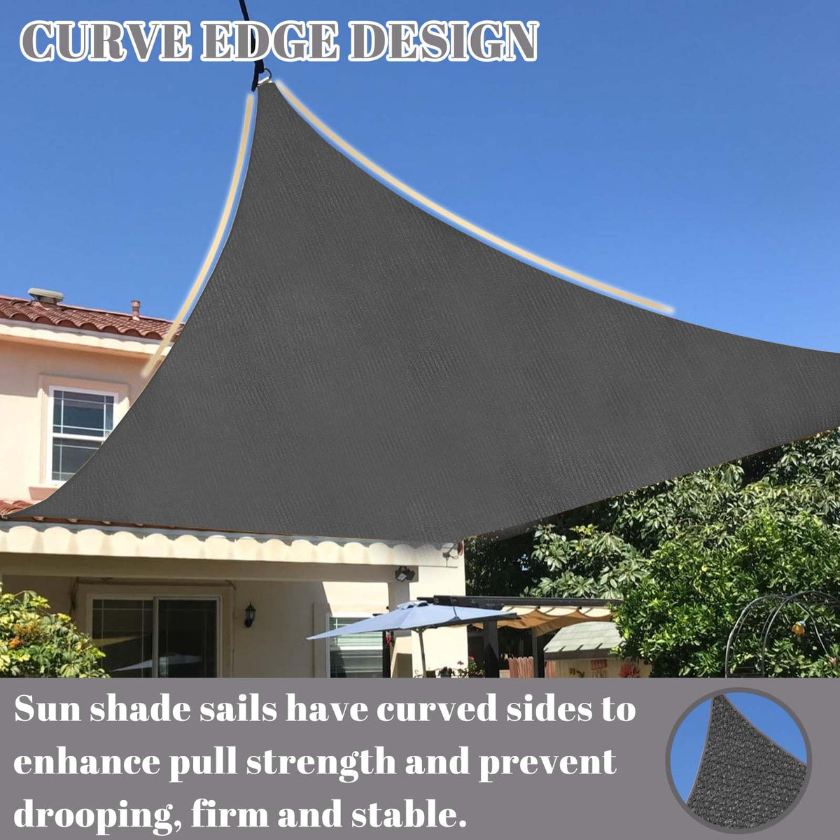 Cool Area HDPE fabric provides UV protection and durability.
