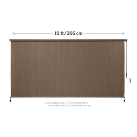 Shade mounted on a sunlit patio illustrating UV protection and airflow.