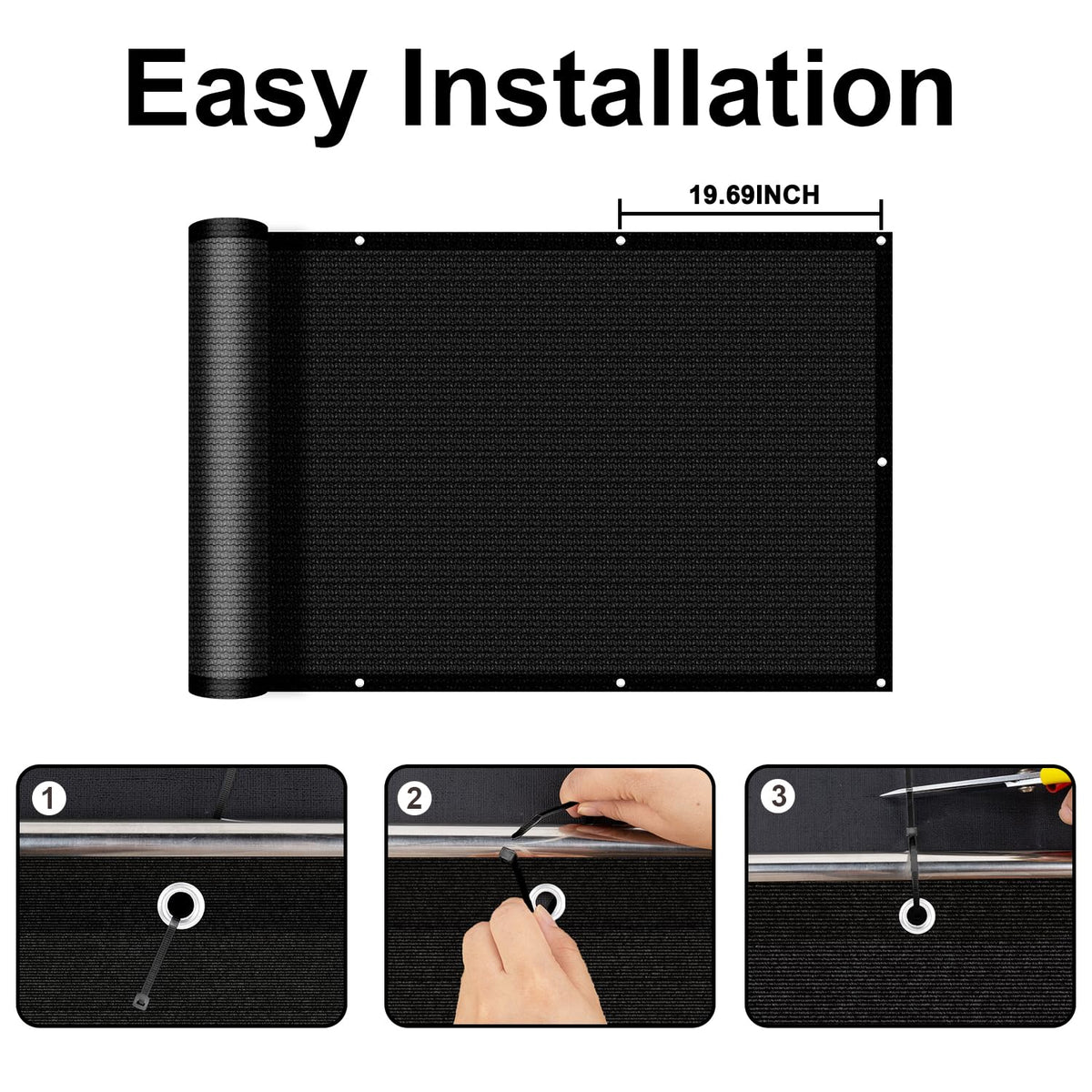 COOLBOYS easy-install privacy screen with zip ties