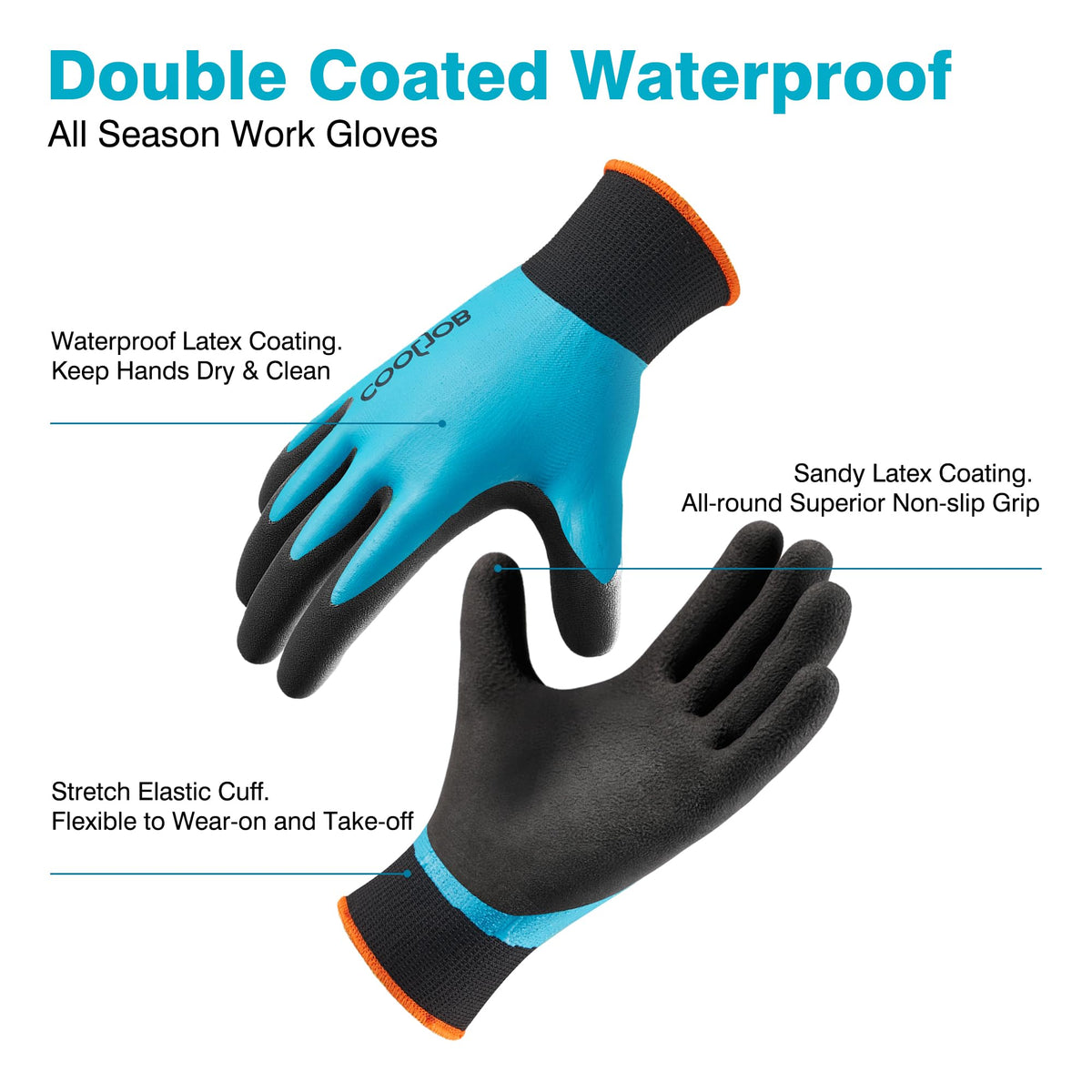 Double latex coating on COOLJOB gloves delivers strong grip on tools.