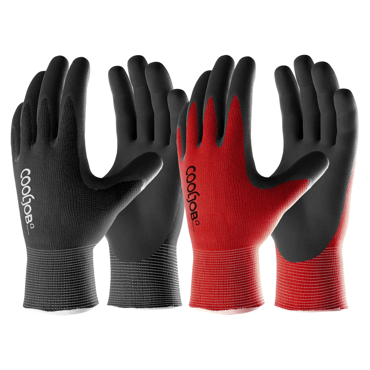 COOLJOB gardening gloves with breathable knit and palm protection for comfortable gardening.