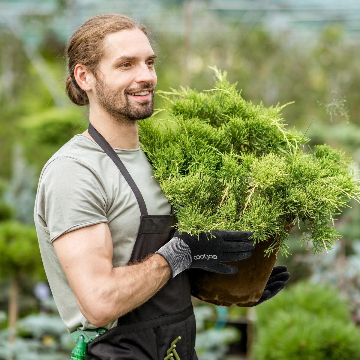 COOLJOB outdoor gloves in use for lawn and garden tasks