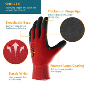 COOLJOB rubber-coated palms provide non-slip grip for dry or wet tools
