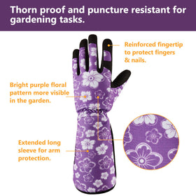 CoolJob long-sleeve gardening gloves with extended cuff safeguarding forearms during yard tasks