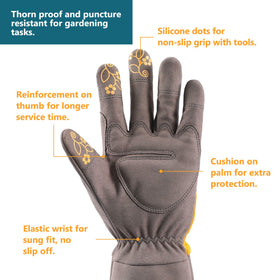 COOLJOB long-sleeve garden gloves offer padded comfort for all-day yard work.