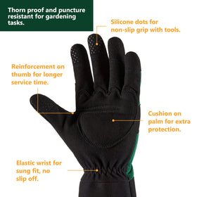 COOLJOB reinforced-knuckle guards provide secure grip during heavy pruning