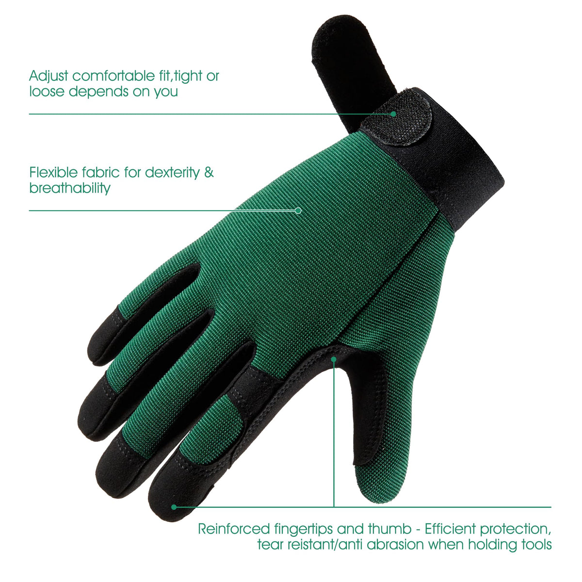 COOLJOB gloves with padded palms reduce fatigue during pruning and digging.