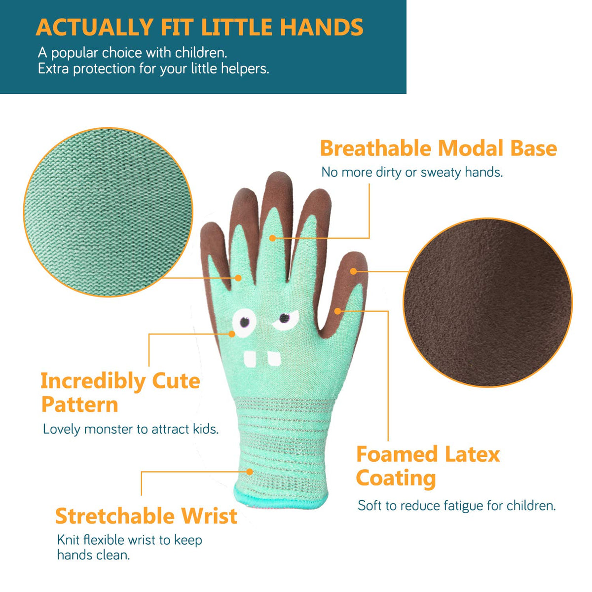 COOLJOB gloves with foam latex coating for soft grip on small hands