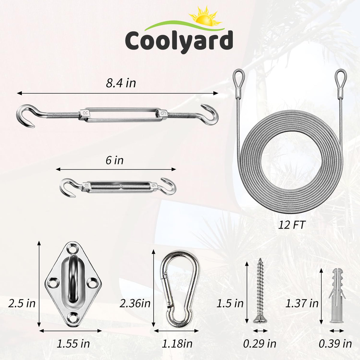 COOLYARD diamond pad eye plates for secure anchor points.