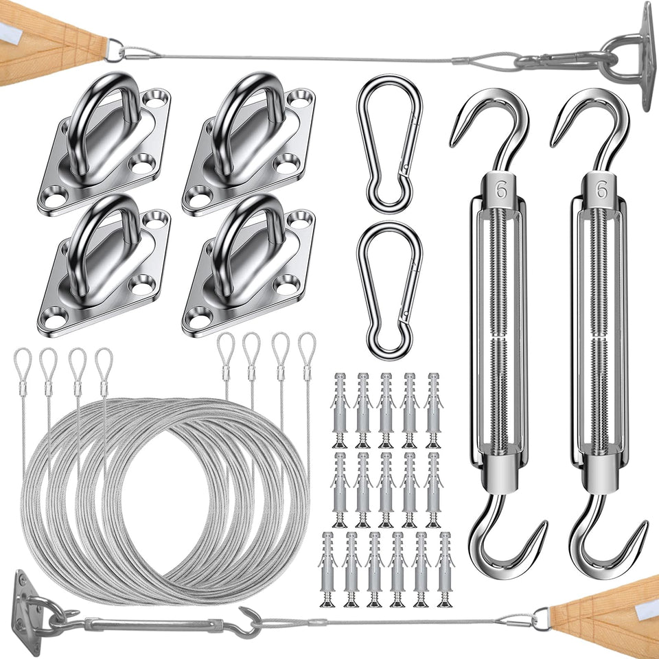 COOLYARD shade sail hardware kit 44 parts ready for quick outdoor installation.