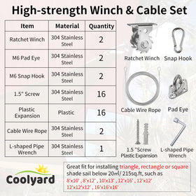 Coolyard snap hooks secure shade sails with reliable attachment