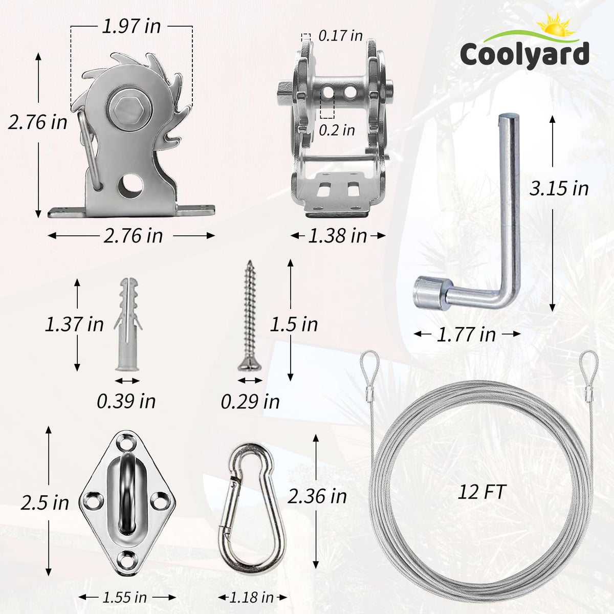 Coolyard 12ft wire rope offers flexible support for various shade configurations