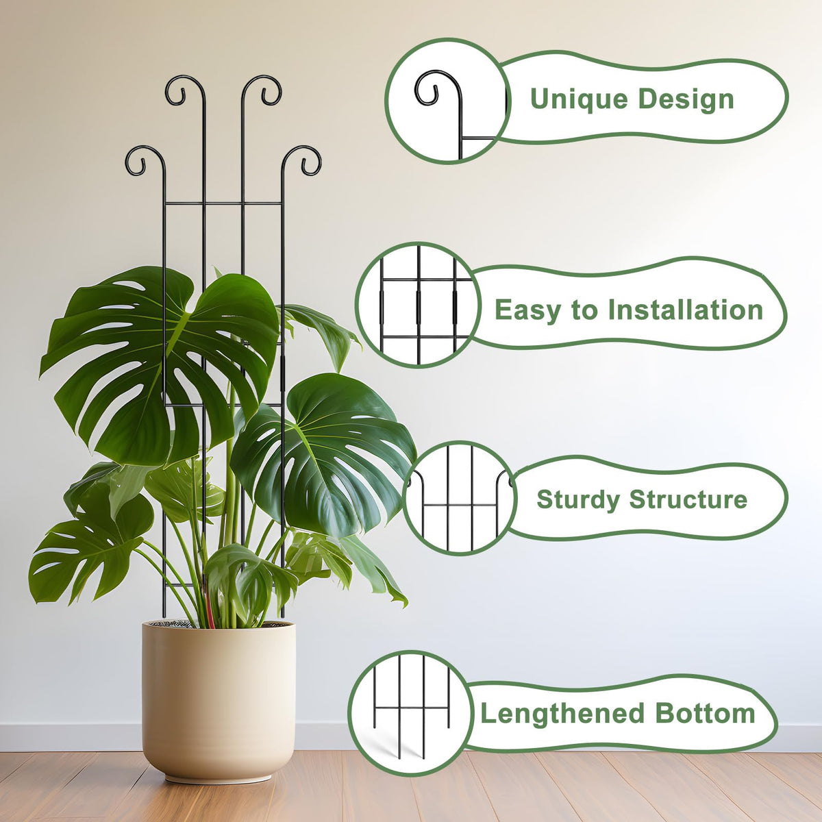 Coomin expandable 32inch trellis grows with your plants for flexible height.
