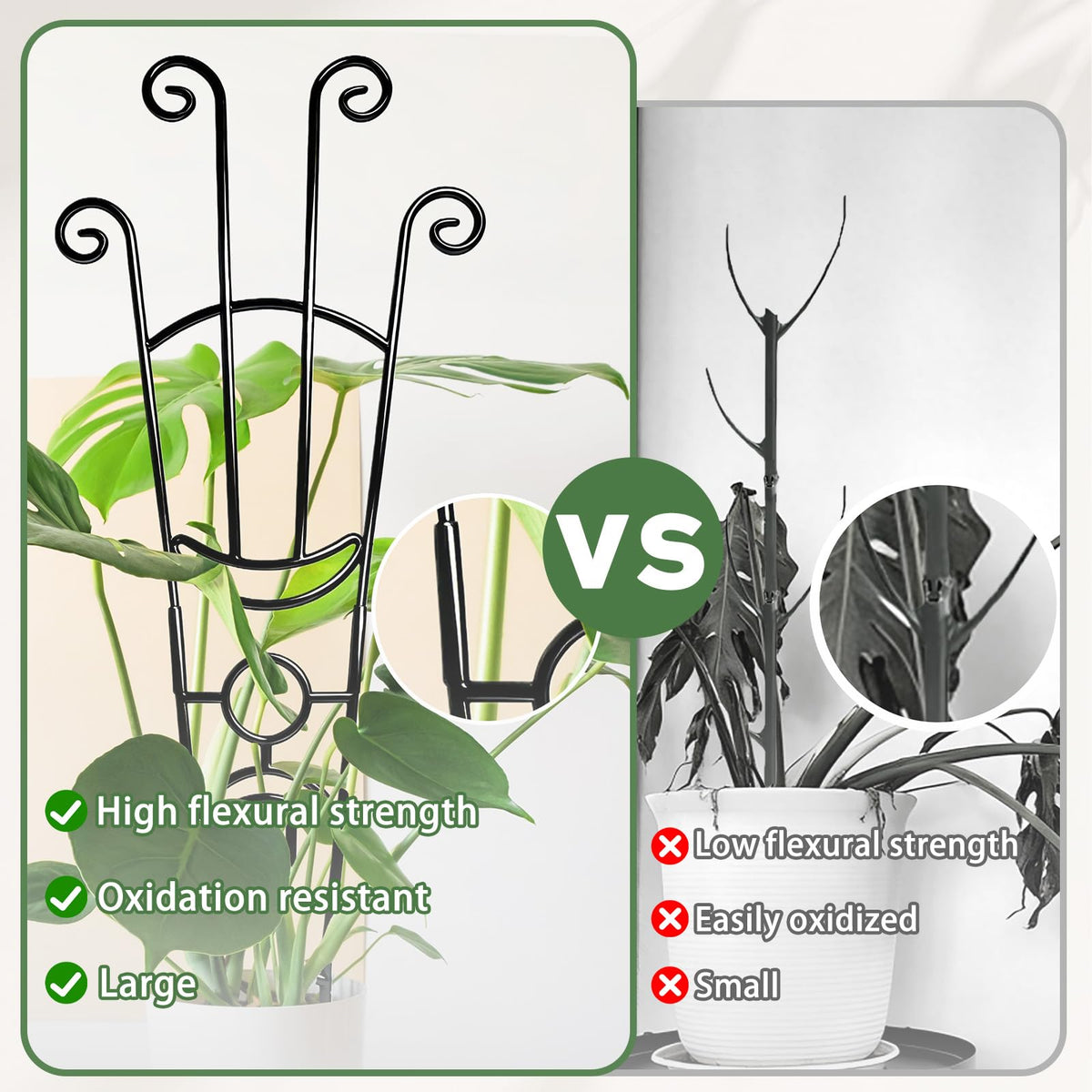 Expandable two-part design allows full 33-inch height as plants mature.