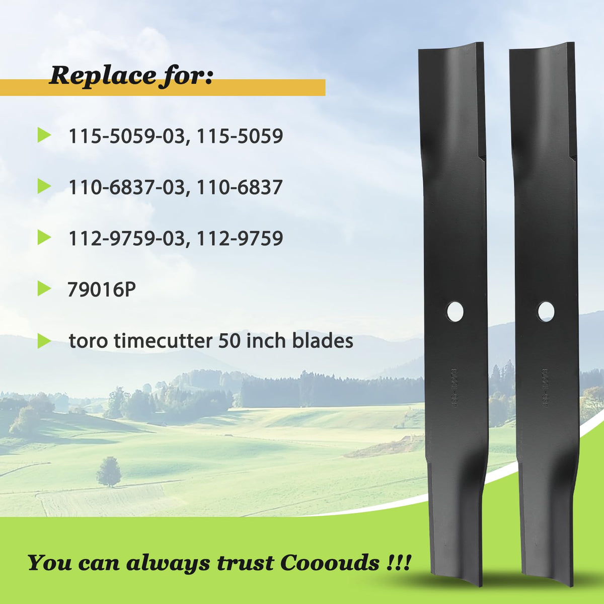 Cooouds 110-6837-03 compatibility blade fits 50-inch Toro safely.