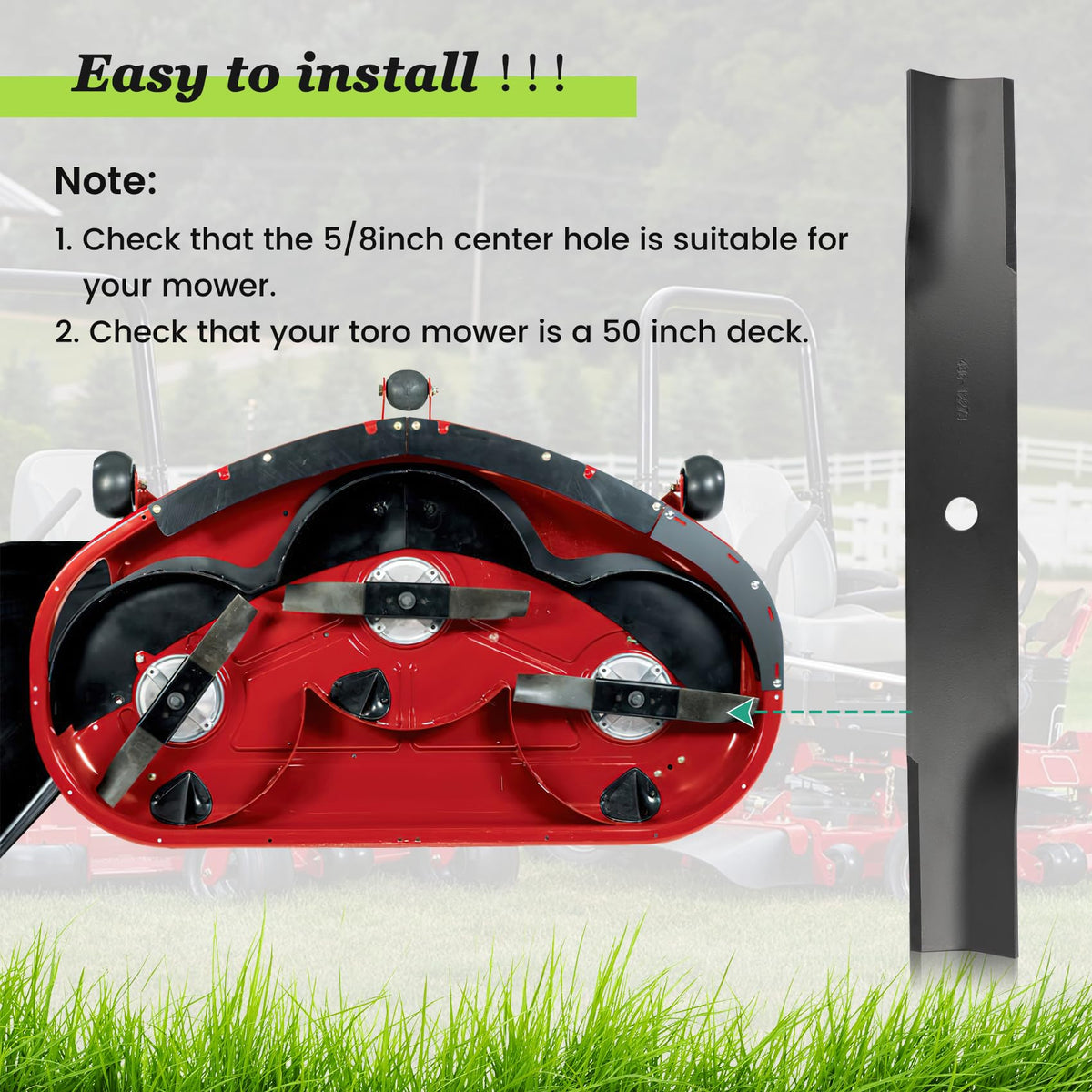 Cooouds three-pack mower blades set for easy replacement.