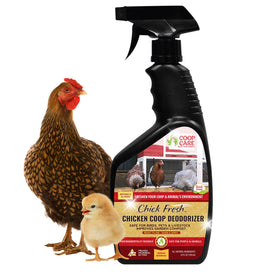 Coop Care Chick Fresh bottle front demonstrates a natural odor-control solution for coops