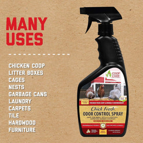 Coop Care Chick Fresh pet cage shows safe spray around small animals
