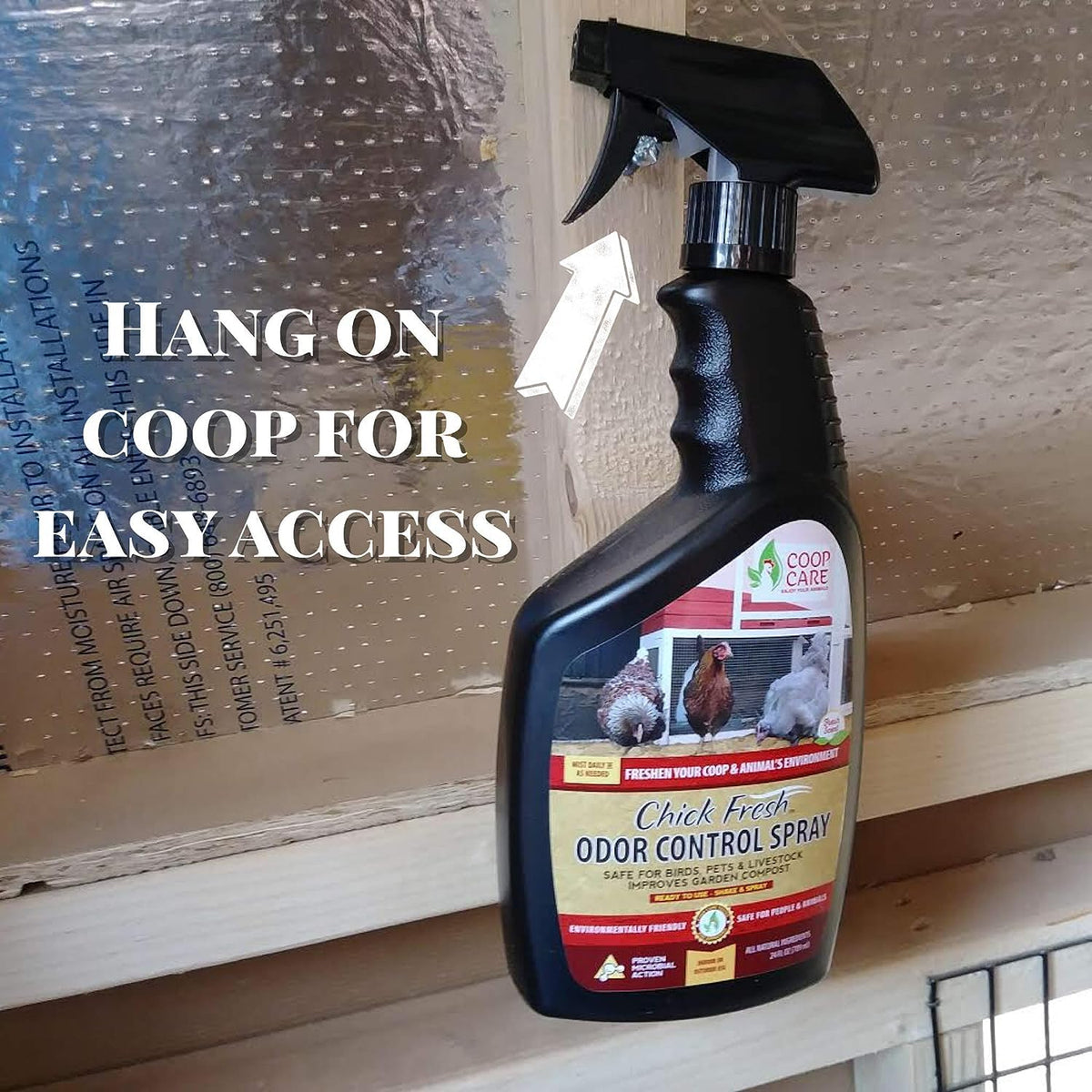 Coop Care Chick Fresh trash can setup indicates versatile odor control in tough spaces