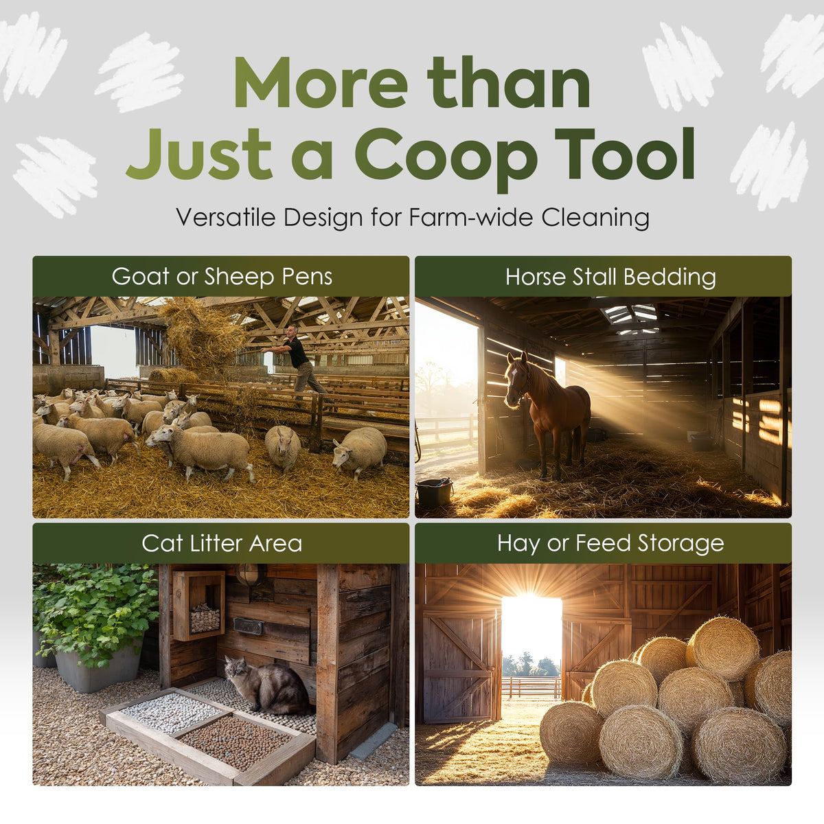 CoopMate easy-clean tool simplifies bedding leveling and debris gathering