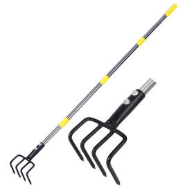 Coopvivi Garden Hand Tiller with 4-tine head for deep soil loosening.