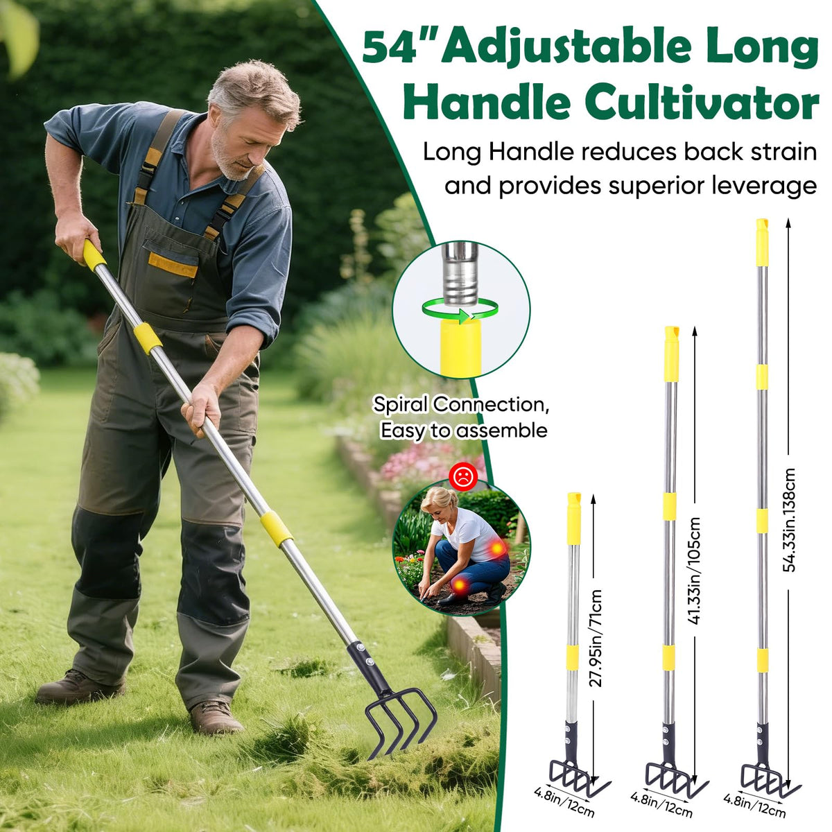 Coopvivi Tiller features rust-resistant finish for lasting garden use.