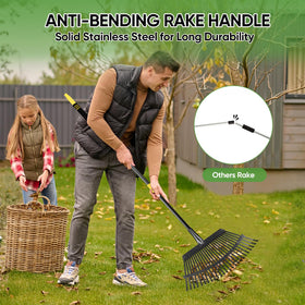 Coopvivi rake with adjustable handle for comfortable use by adults and kids.