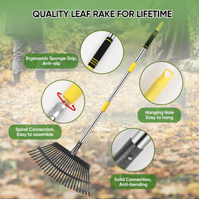 Coopvivi detachable-handle rake for easy storage