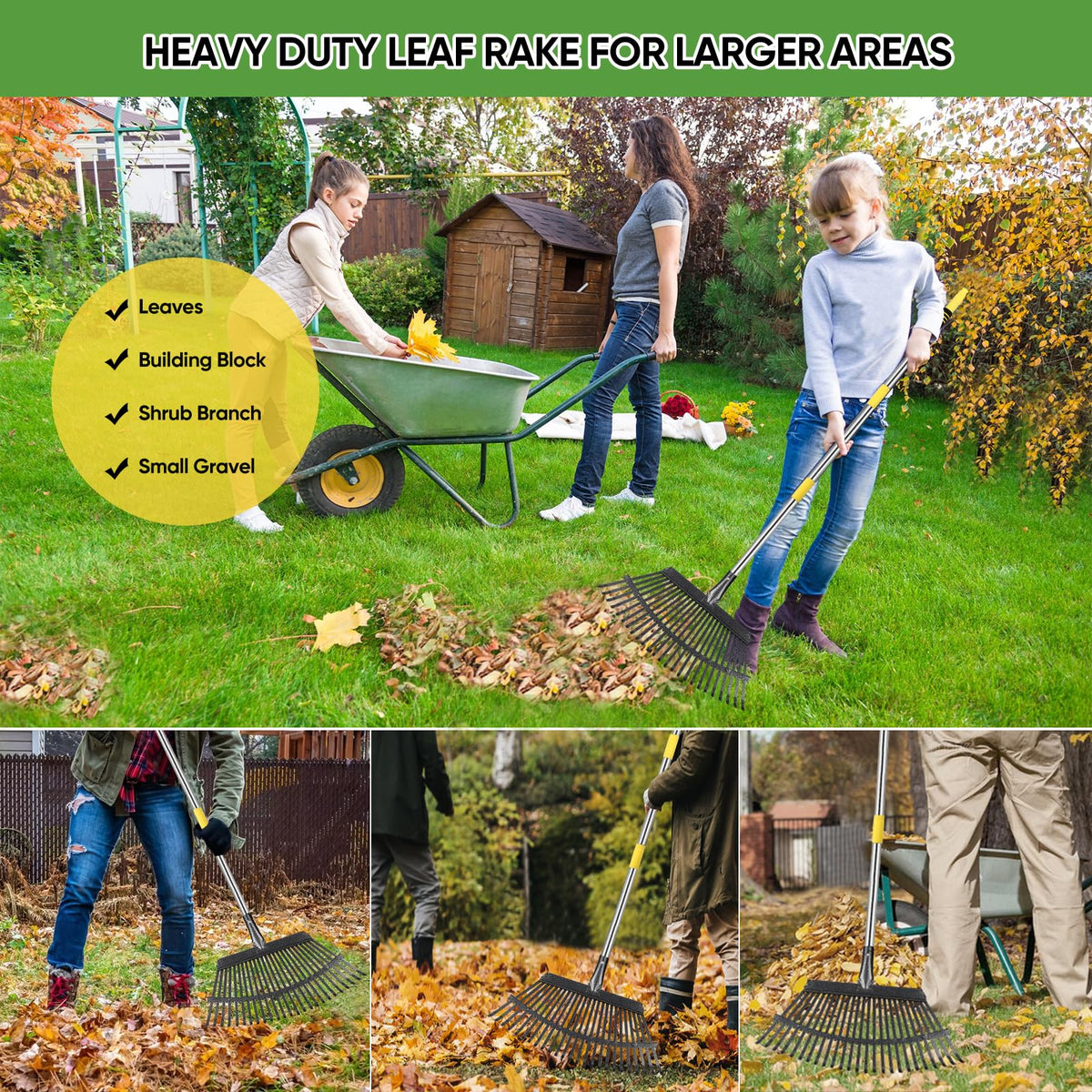 Coopvivi bright yellow rake for high visibility in yards