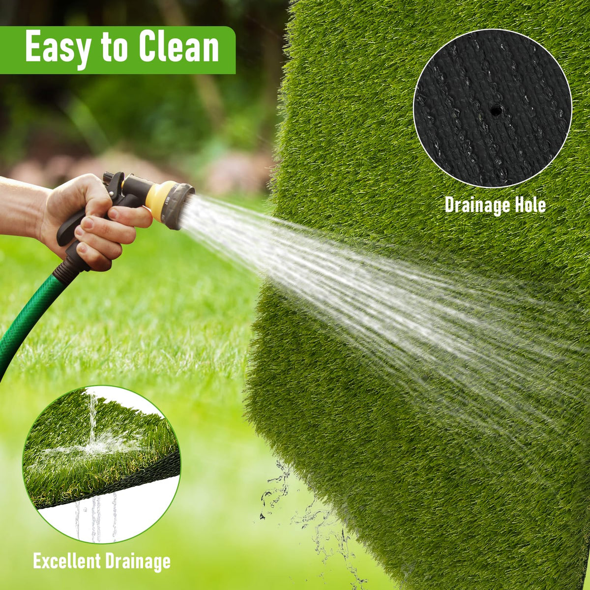 CooRug UV-resistant grass stays vibrant under sun and weather.