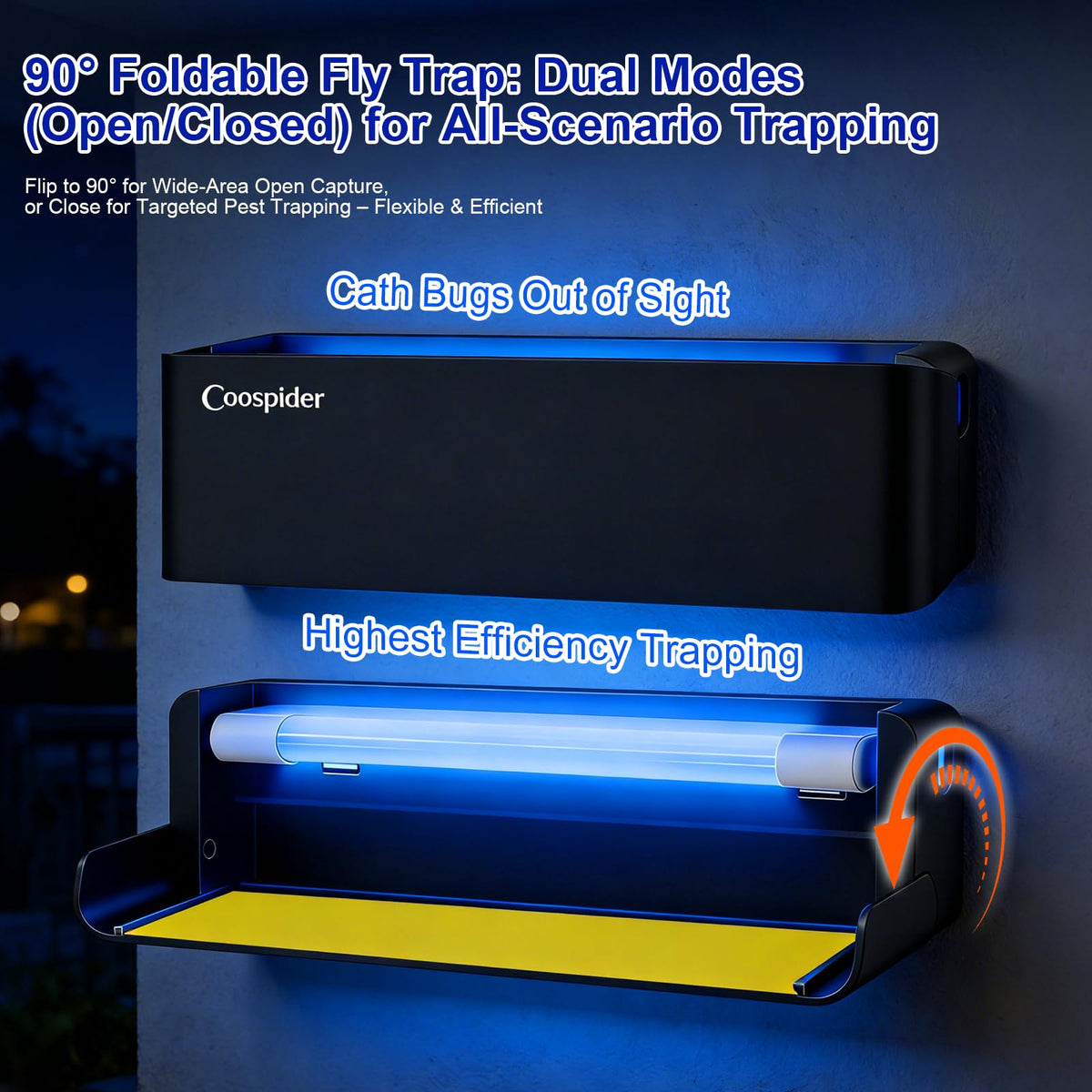 coospider-repta 365nm uv light capture silently lures and traps insects.
