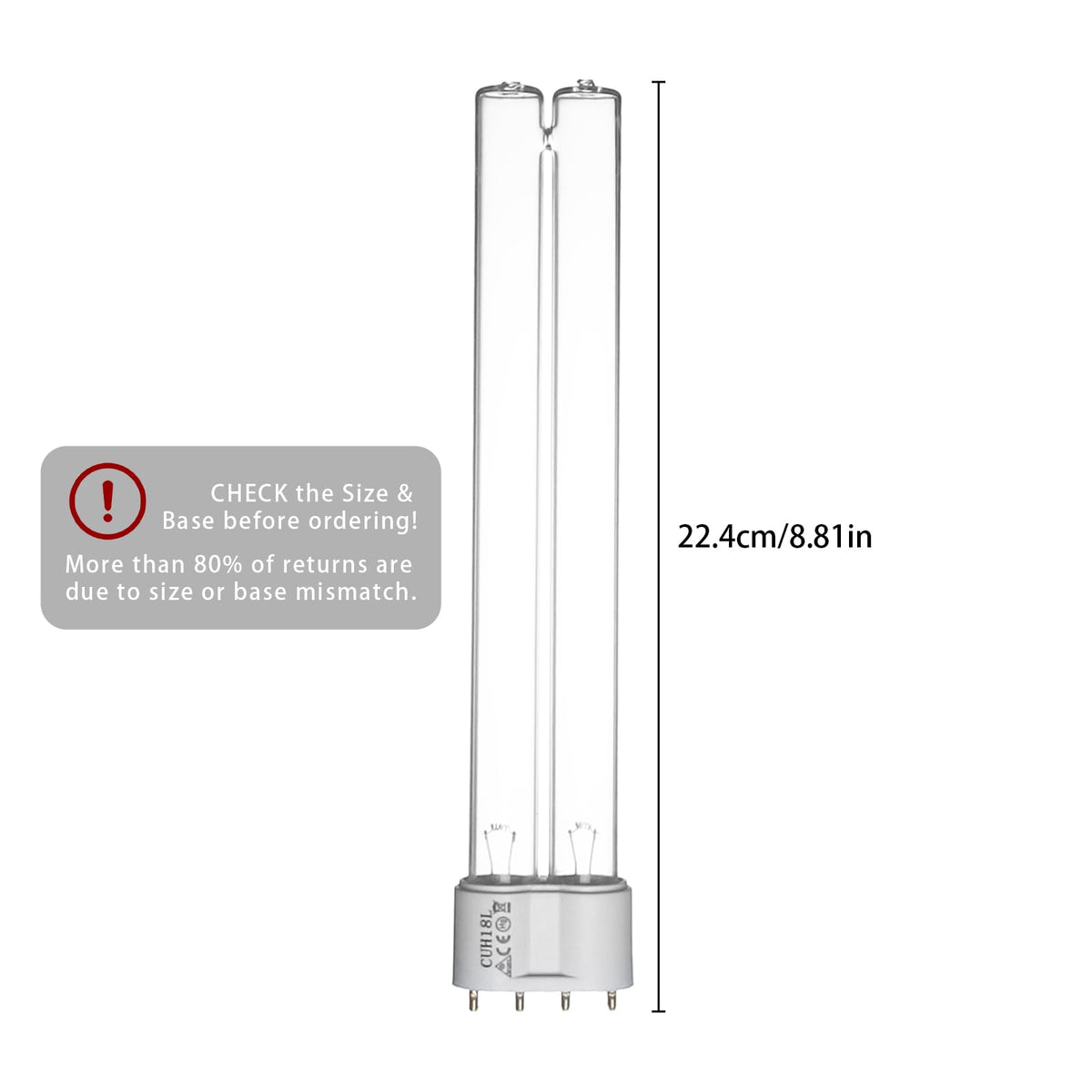 Coospider-Repta 4-pin base UV bulb ensures easy replacement and compatibility.