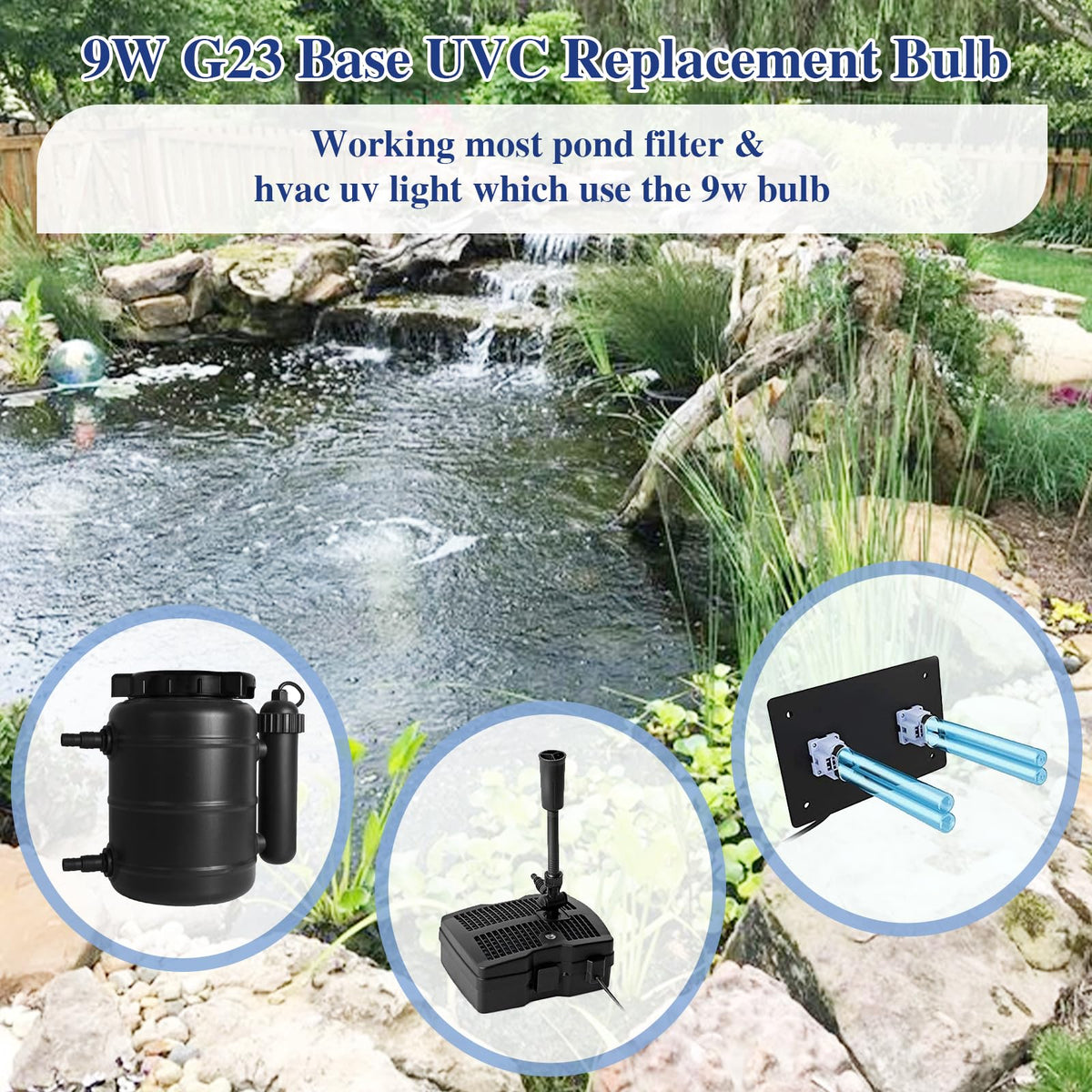 coospider-repta UV-C bulb with G23 base for easy pond filter upgrade.