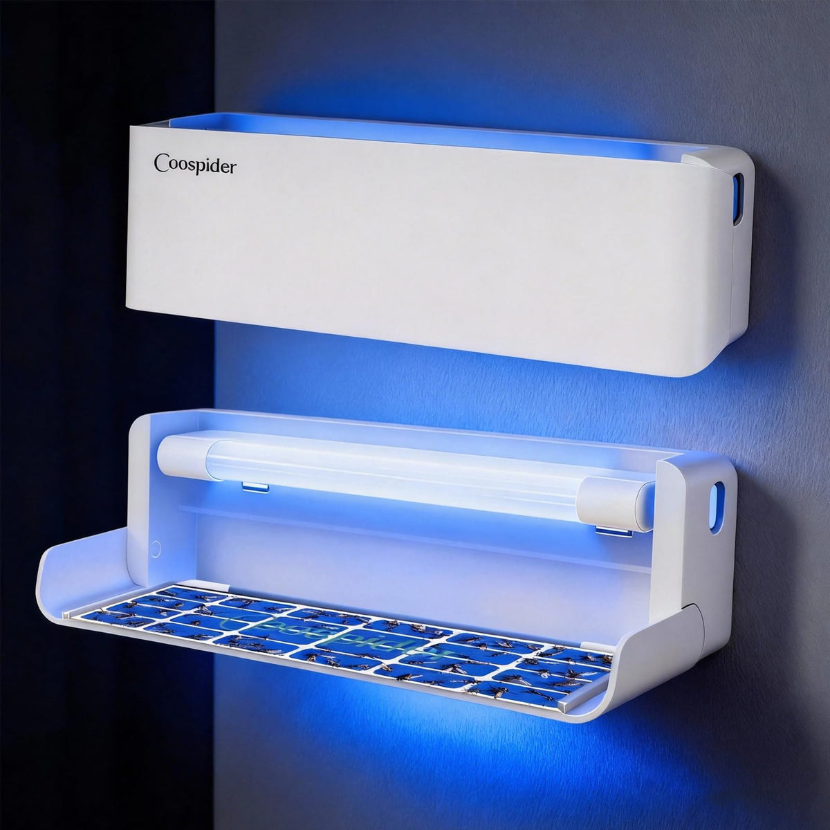 Coospider-REPTA wall-sconce fly trap keeps kitchens pest-free and clutter-free.