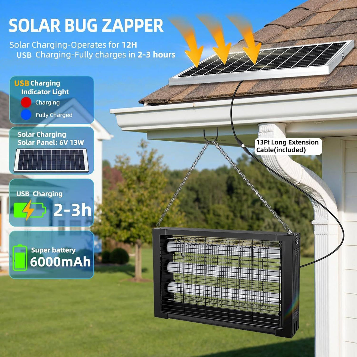 COOSPIDER UV 3500V electric grid attracts and zaps pests quickly.