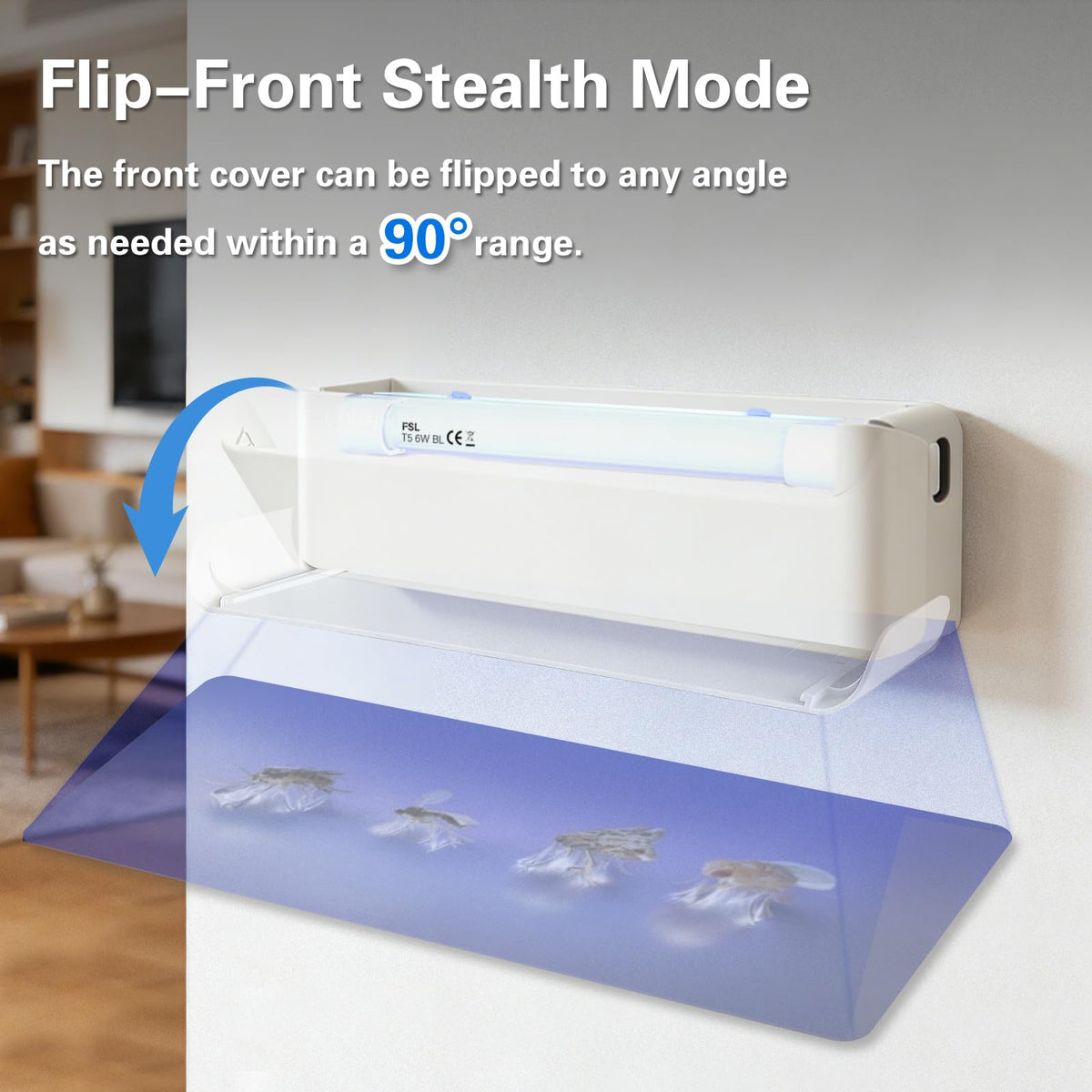 COOSPIDER UV Fly Catcher glow-lit image emphasizes ambient lighting for rooms.