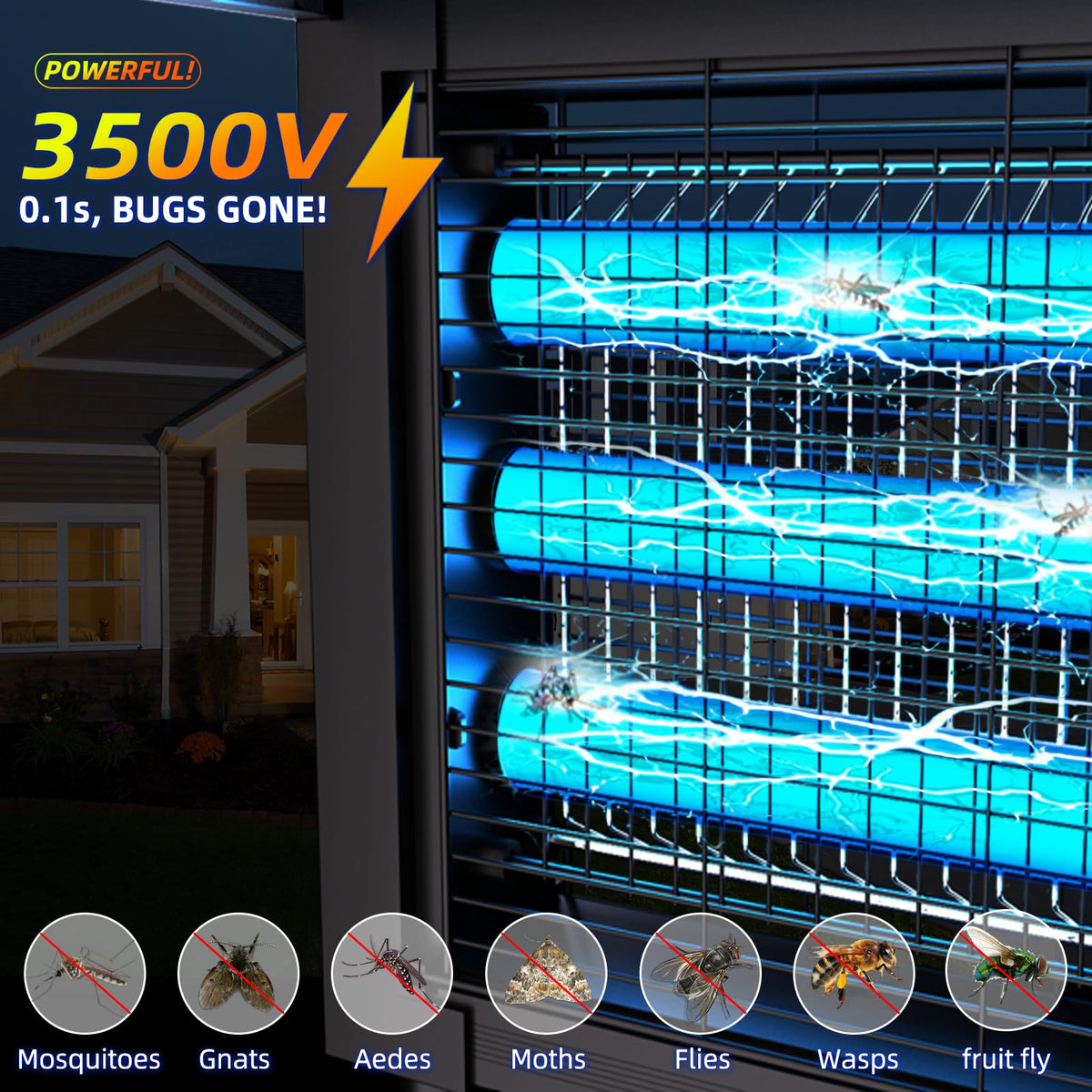 COOSPIDER UV solar panel captures daylight to charge the bug zapper efficiently.