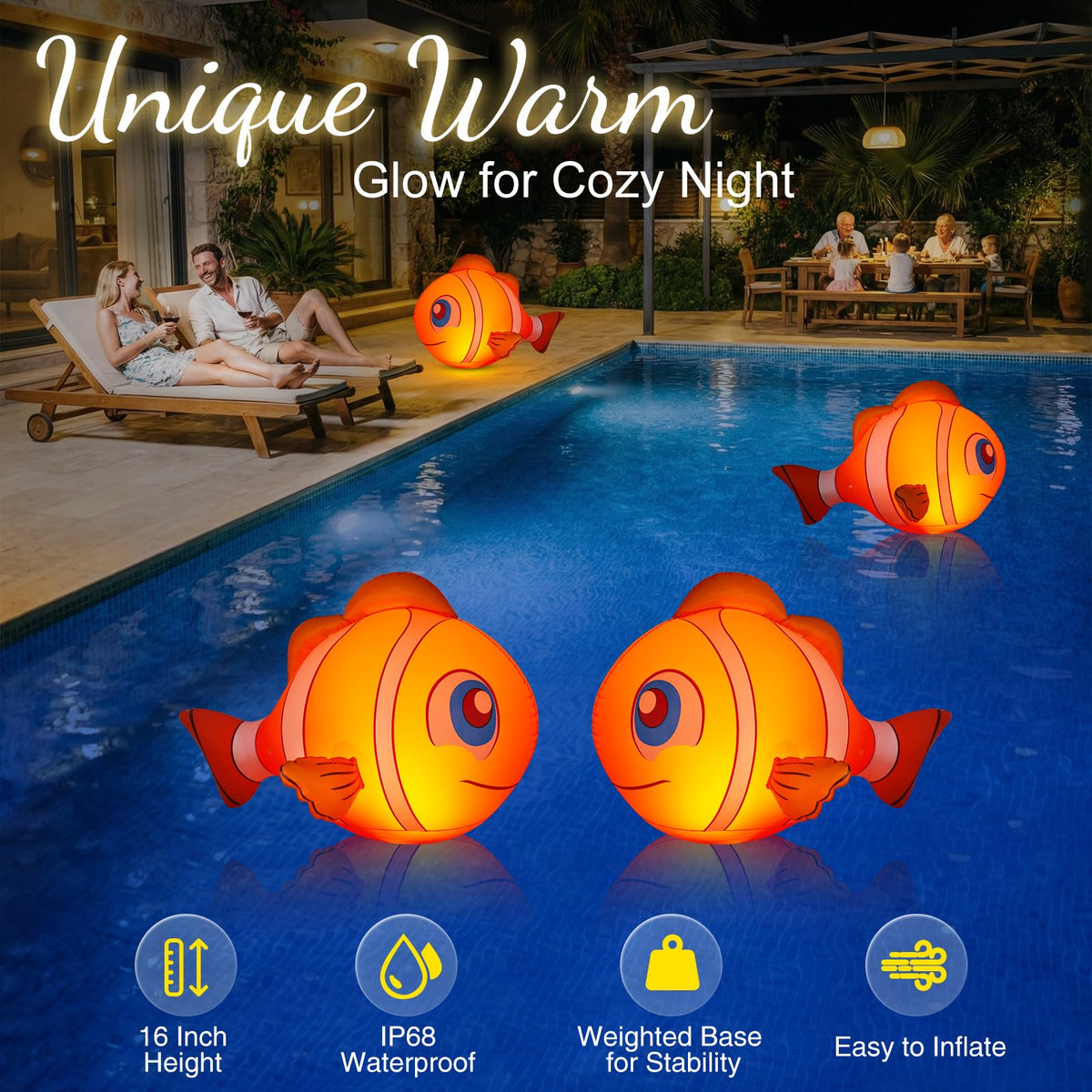 Cootway IP68 waterproof floating light withstands rain and splashes while glowing