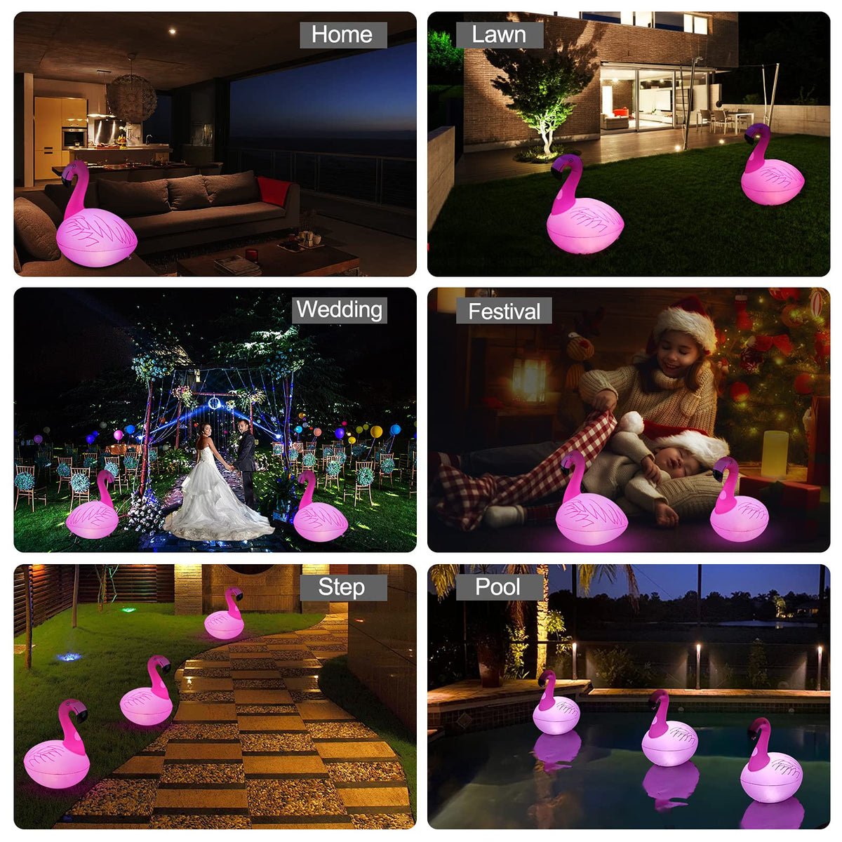 Cootway LED flamingo pool light floating in backyard